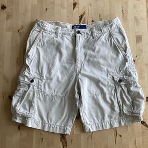 AMERICAN EAGLE Y2K Men’s Cargo Shorts Size 38  Beige 100% Cotton Pockets Casual
